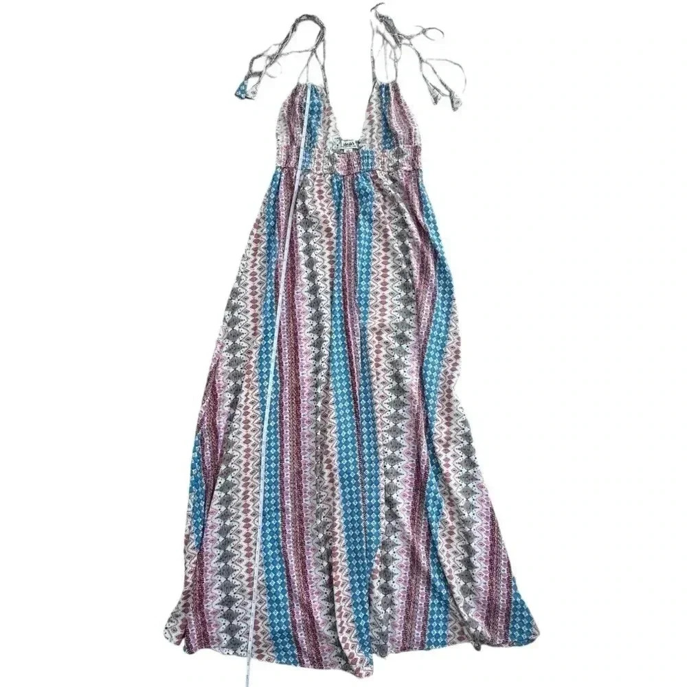 Lulu Print Backless V Neck Slip Maxi Dress - Picture 13 of 16